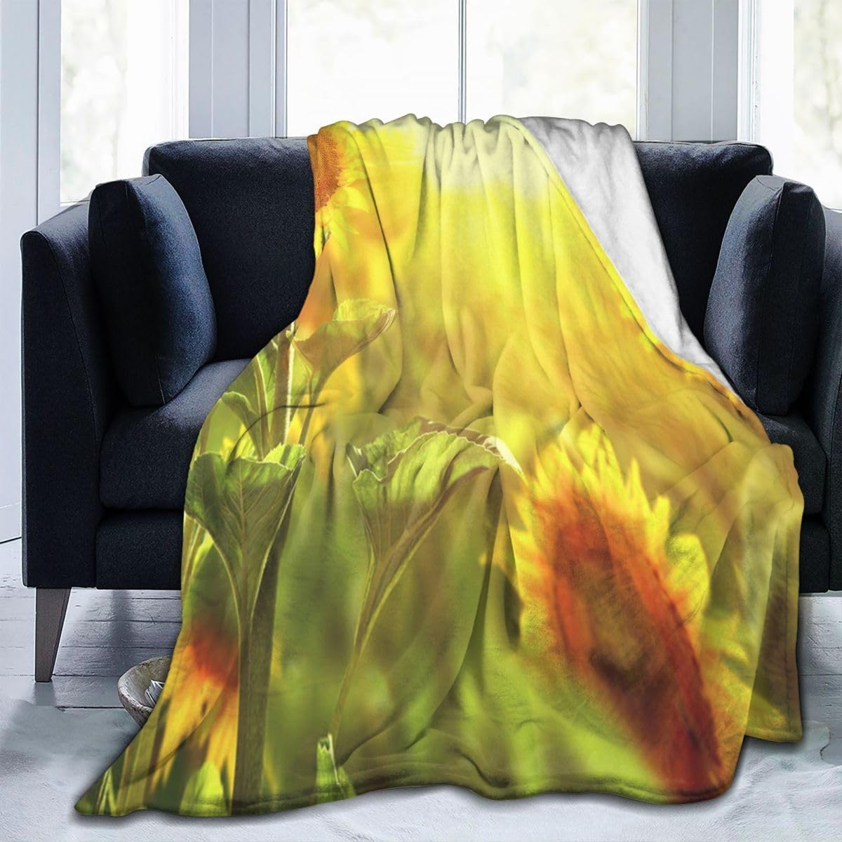 Beautiful Sunflowers in Field Blanket for Women 40"X50" Plush Soft Throw Blankets for Home Living Room Bed Couch Style04