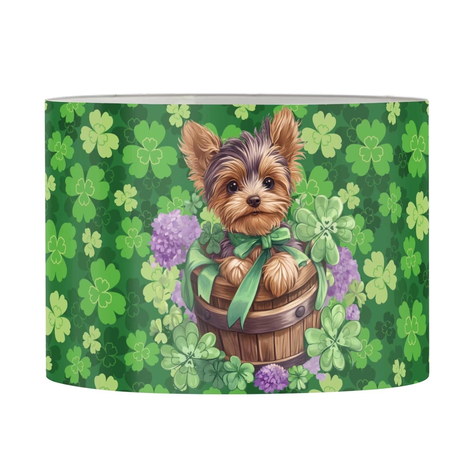 FANCOSAN Cute Dog Drum Lampshade with Spider St Patricks Day Bedside Nightstand Lamp Shade Cover for Bedroom Dorm Room Study Room M — image 1
