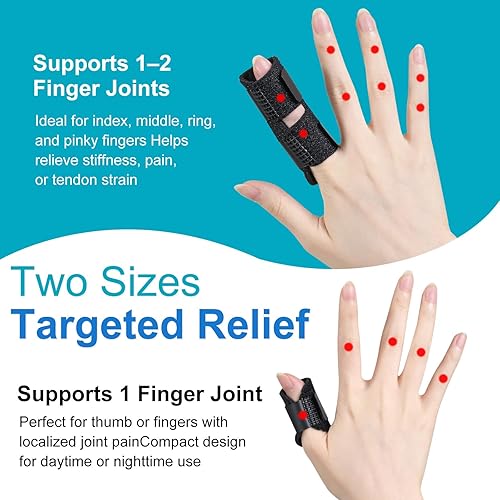 Miniatura 6 de Férulas para dedos (4 piezas)  2 férulas grandes y 2 pequeñas con soporte de metal para artritis, alivio de dedos en gatillo y recuperación de