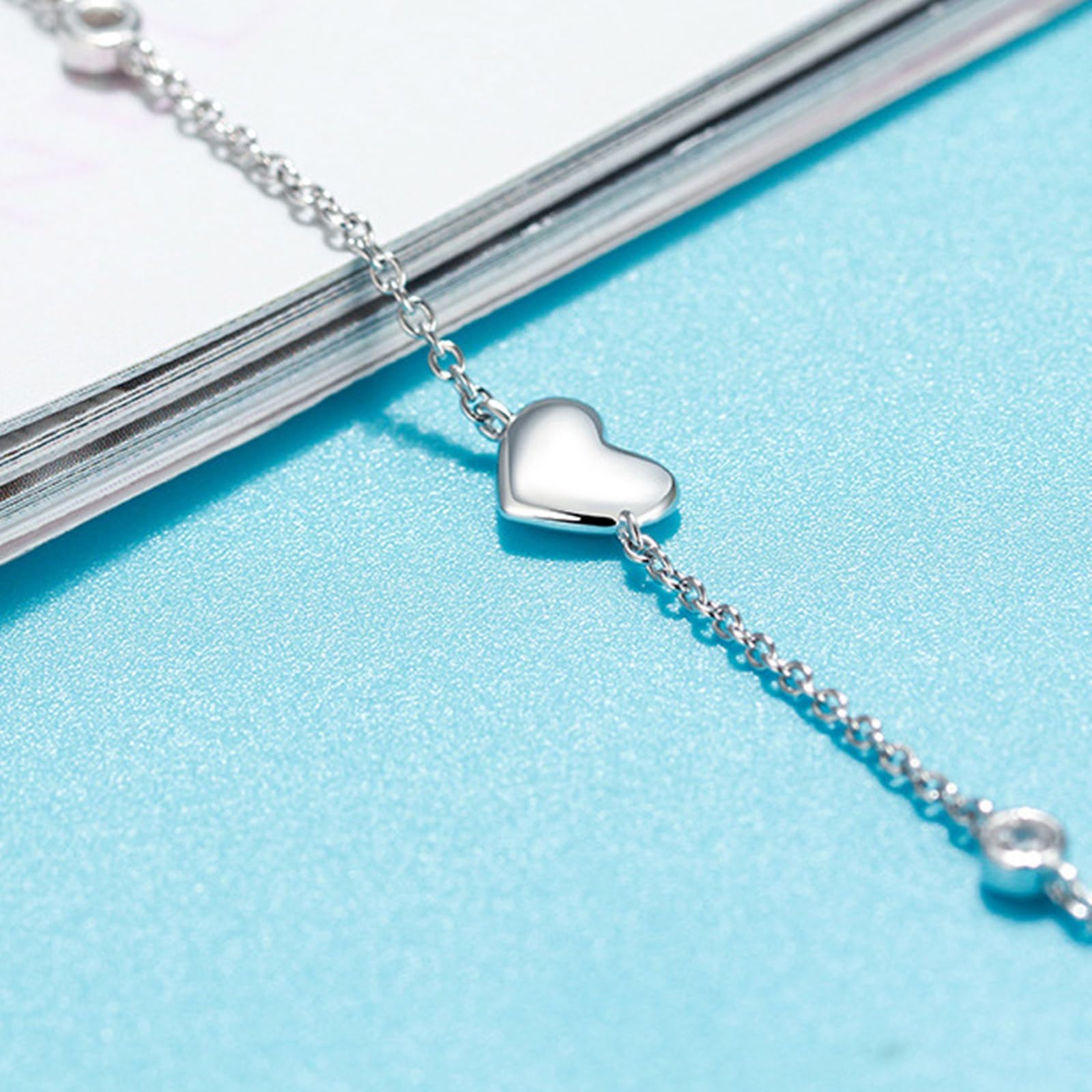 Cavigliera Argento 925 Donna, Cavigliera Donna Estiva Catena con Cuore e Zirconi, Bracciali alla Caviglia da Spiaggia Piede Catena Cavigliere Regolabili per Donne