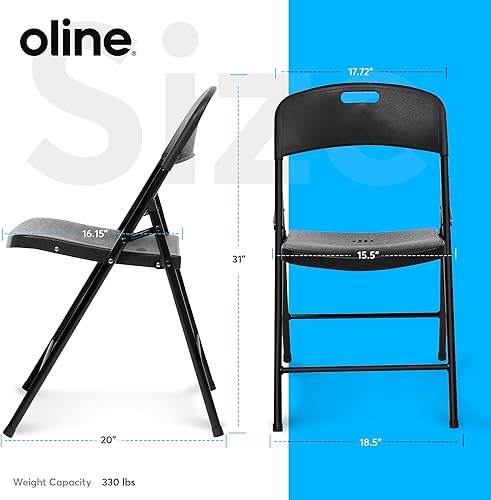 Miniatura 3 de Oline Silla plegable, para interiores y exteriores, de plástico, apilable, plegable, para eventos, oficina, boda, fiesta, picnic, cocina, comedor,