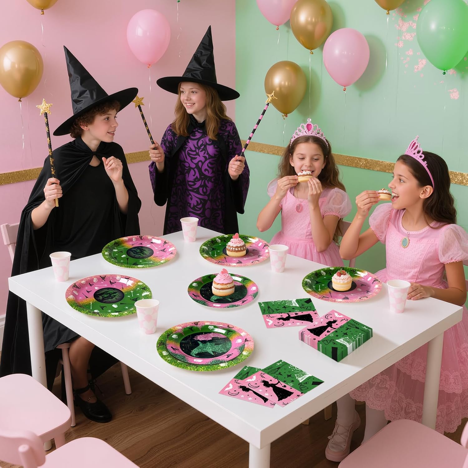 Witch and Princess Party Tableware Set for 25 Guests, Includes 9” and 7” Plates and Napkins, Princess & Witch Design, Disposable Girl Birthday Party Supplies for Magical Fairy Tale Theme Celebration - Image 9