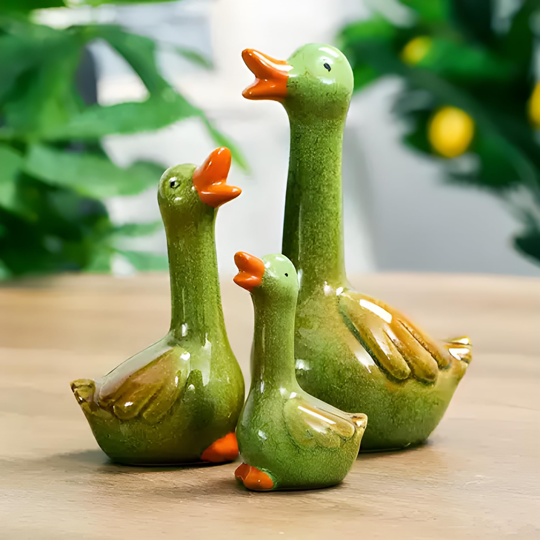 Home and More Jagat Singh and Sons Decorative Ceramic Duck Figurines, Green and Orange || Ceramic Ducks Animal Figures, Living Room, Balcony, Garden and Pond Decoration Gift || Set of 3Pack-image-39