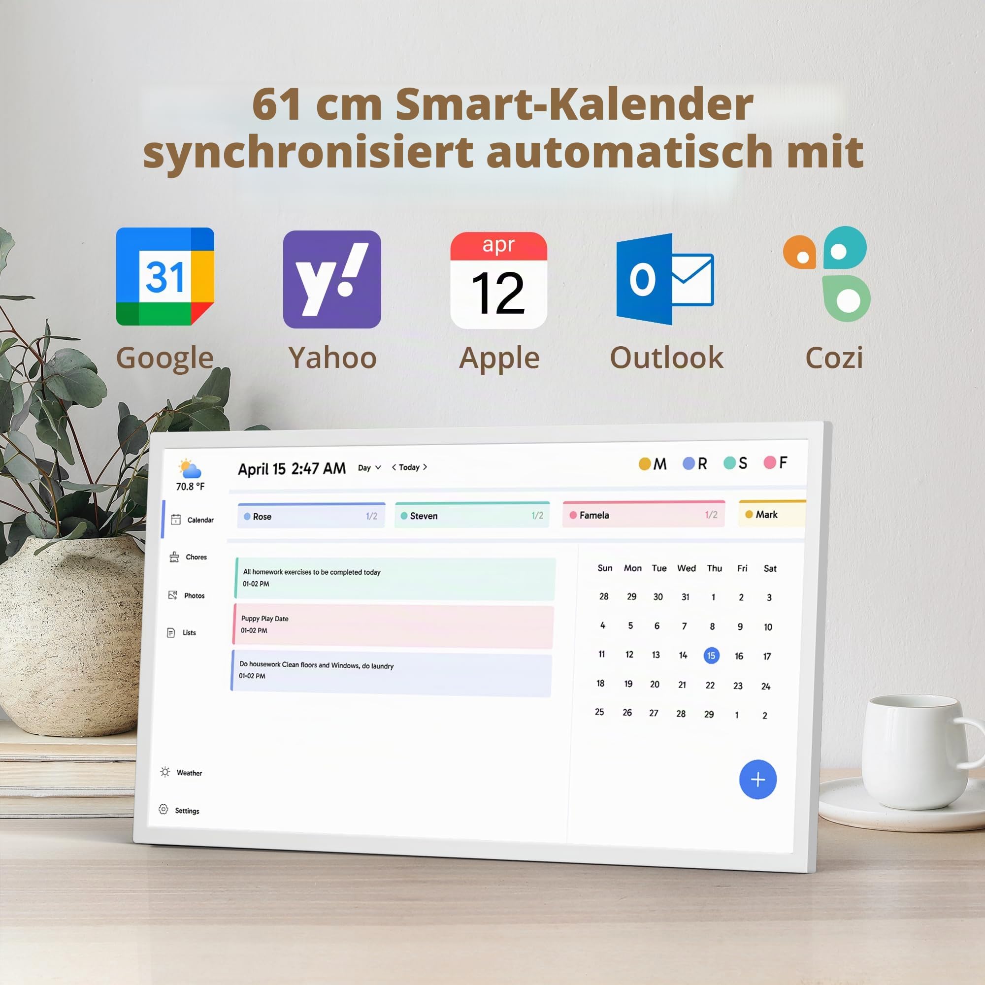 Dragon Touch Digitaler Kalender-Aufgabendiagramm, 61 cm (24 Zoll), interaktiver Touchscreen, intelligenter Familienplaner, Herd-Display, digitaler Kalender, nahtlose Planung