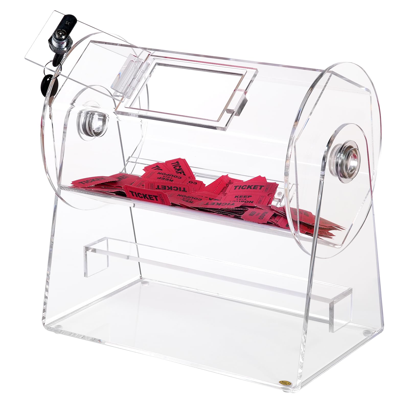 VEVOR Tambour de Tombola Loterie Loto en Acrylique, Cage pour Jeu de Bingo Transparente, Capacité 10000 Billets ou 300 Balles, avec 2 Clés, 565 x 1450 mm, pour Vote Événement Fête Salon Rassemblement
