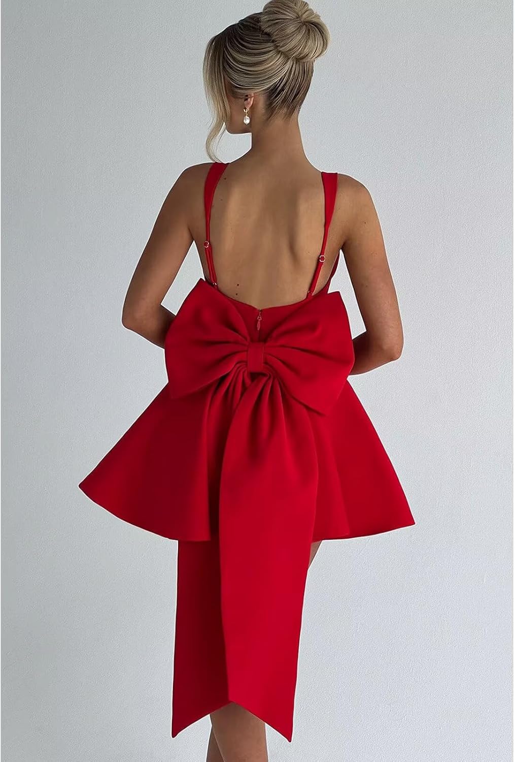 Bedlover Short Satin Homecoming Dresses with Bow on Back 2025 A-line Mini Cocktail Party Gowns