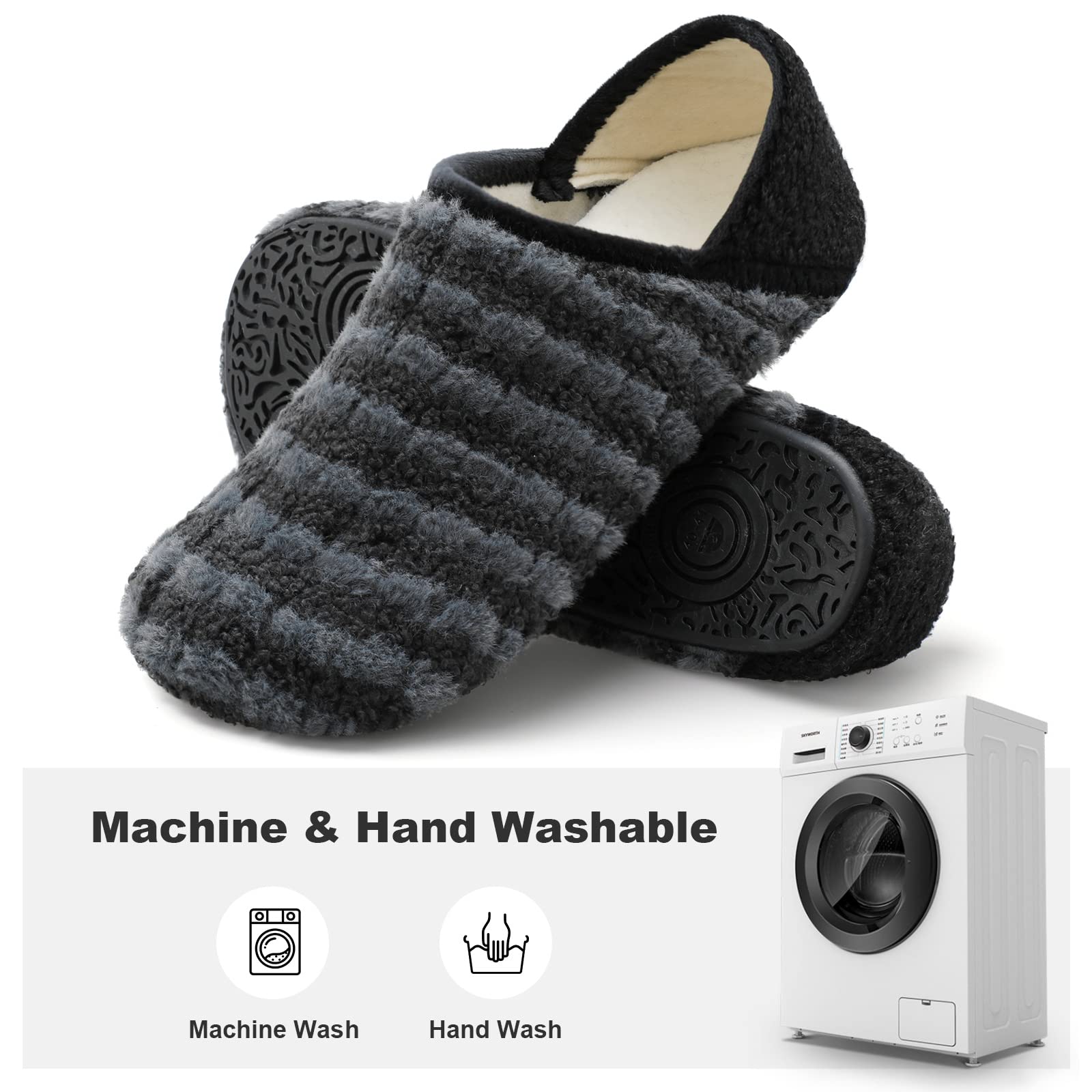 XIHALOOK Pantuflas de casa para mujeres y hombres, zapatos cómodos con suela de goma suave para interiores y exteriores | Suela de goma antideslizante para el hogar, dormitorio, viajes, hotel, yoga, regalo para tu familia