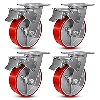 Vista 61 de Ruedas giratorias resistentes de 6 pulgadas, ruedas industriales de poliuretano, juego de 4 con capacidad de carga de 4800 libras
