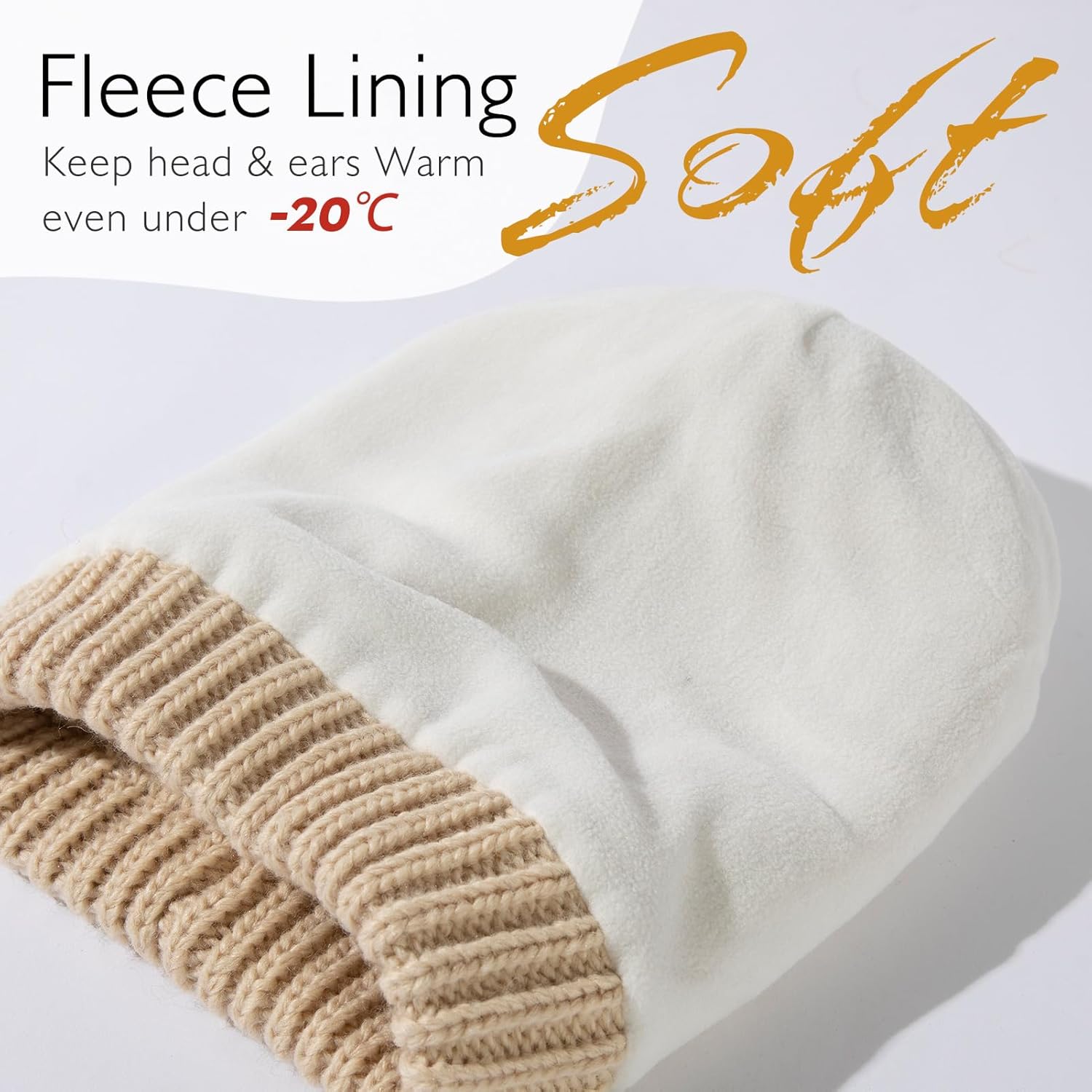 TOP-EX PolarWool™ Winter Slouchy Beanie for Women Icelandic Wool with Faux Fur Pom - Satin or Fleece Lined for Cold Weather - Image 3