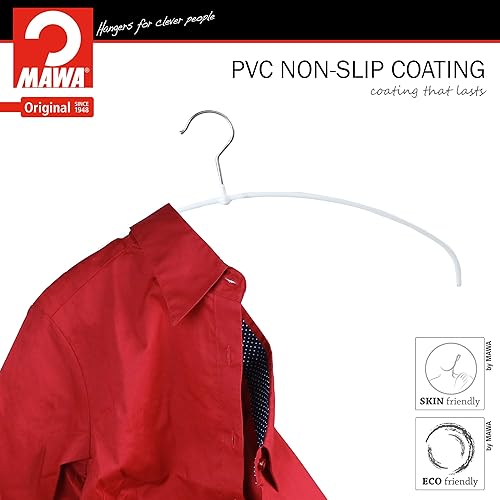 Miniatura 3 de Mawa by Reston Lloyd, Serie Euro Ultrafina, Percha antideslizante que ahorra espacio, estilo 40PT para camisetas, blusas y vestidos de sol, juego de