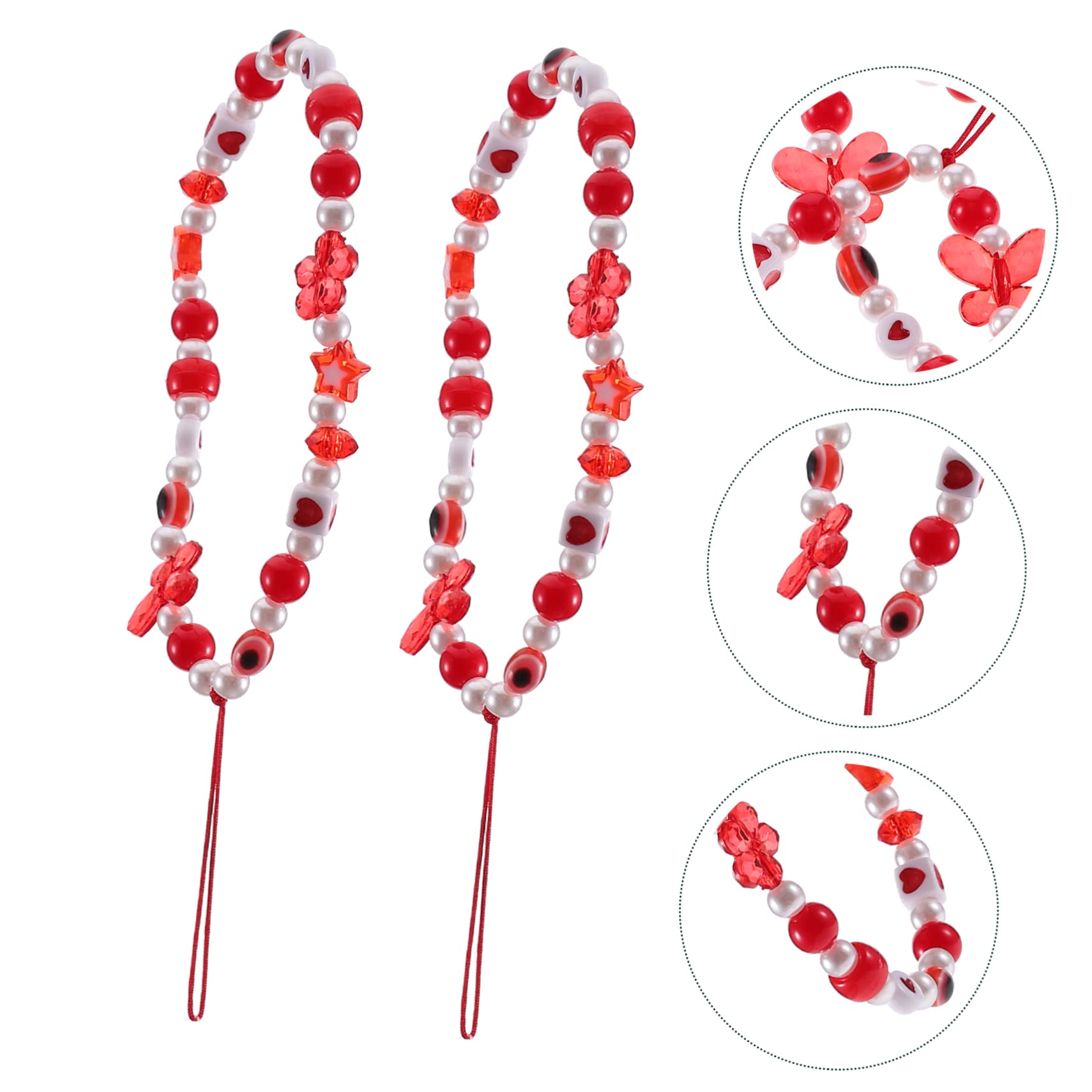 SHINEOFI Cadenas De Teléfono Con Cuentas De Ojo Suerte Decorativas Y Multiusos Para Smartphones Y Accesorios Rojo Y Blanco