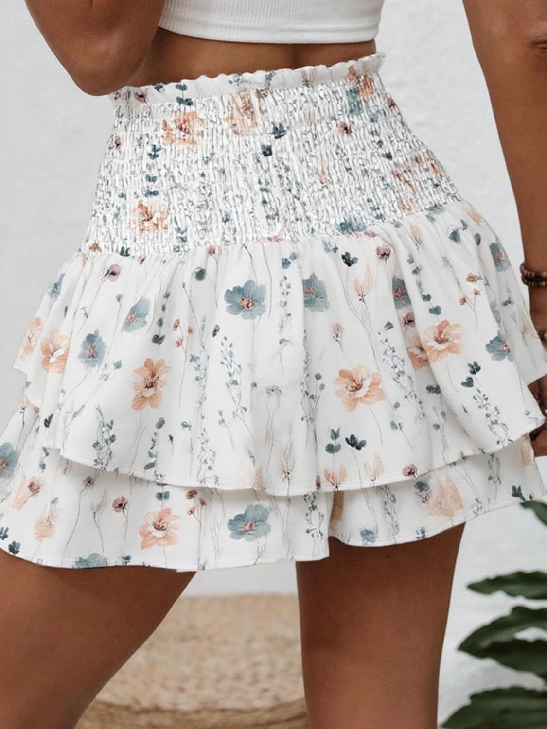 Floral Skorts for Woman Ruffle Mini Skirt with Shorts Underneath Causal Summer Boho Outfits - Image 3