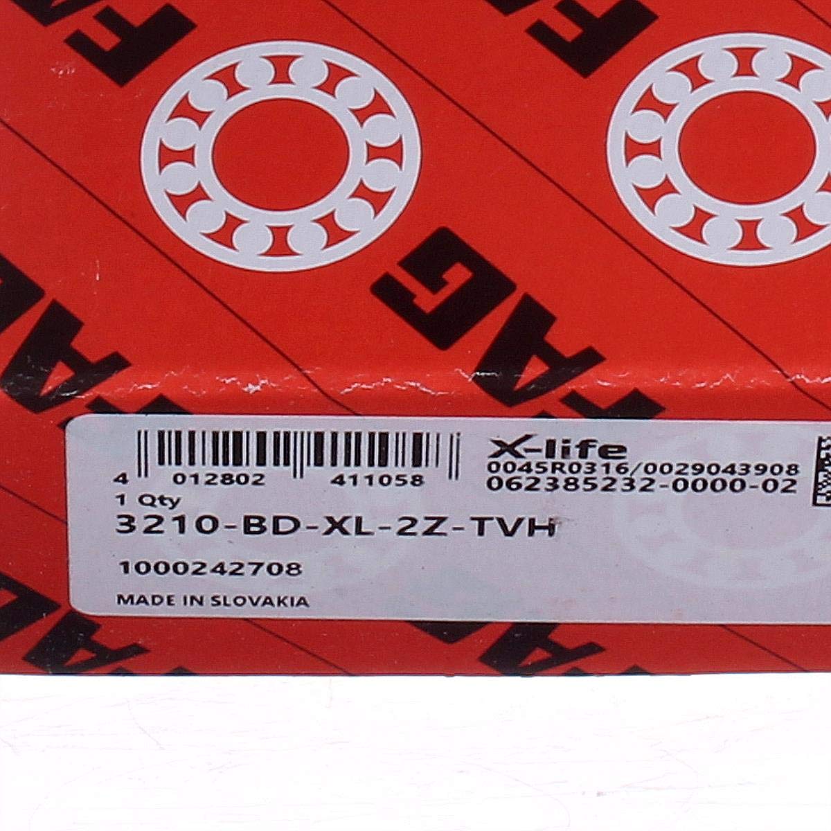 FAG Kugellager 3210-bd-2z-tvh eckig Kontakt Kugellager, 50 mm Bohrung, 90 mm OD, doppelte Gap Dichtungen, 30 Grad Kontakt Winkel, 3 cm Höhe, 9,1 cm Breite, 9,1 cm Länge, 127 cm ID, Polyamid