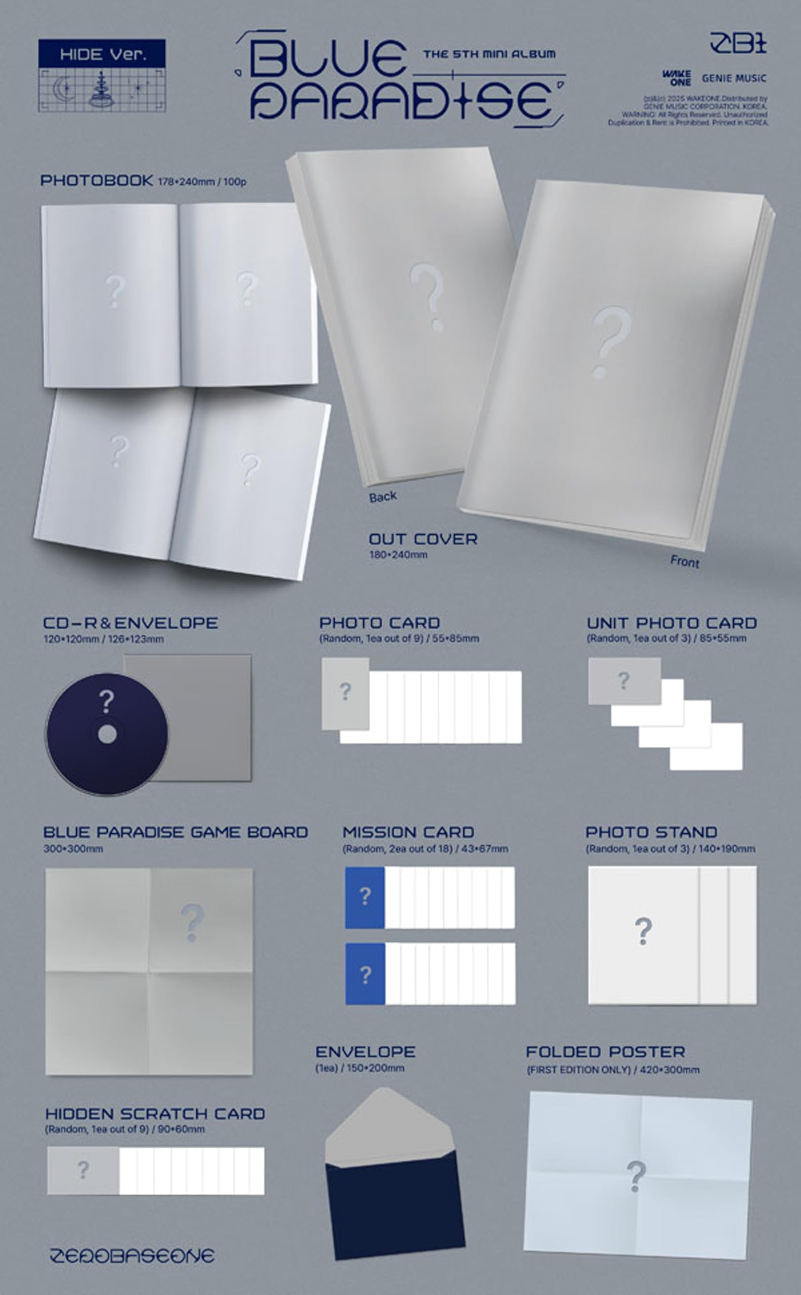 Amazon.com: ZEROBASEONE BLUE PARADISE 5th Mini Album (Photobook