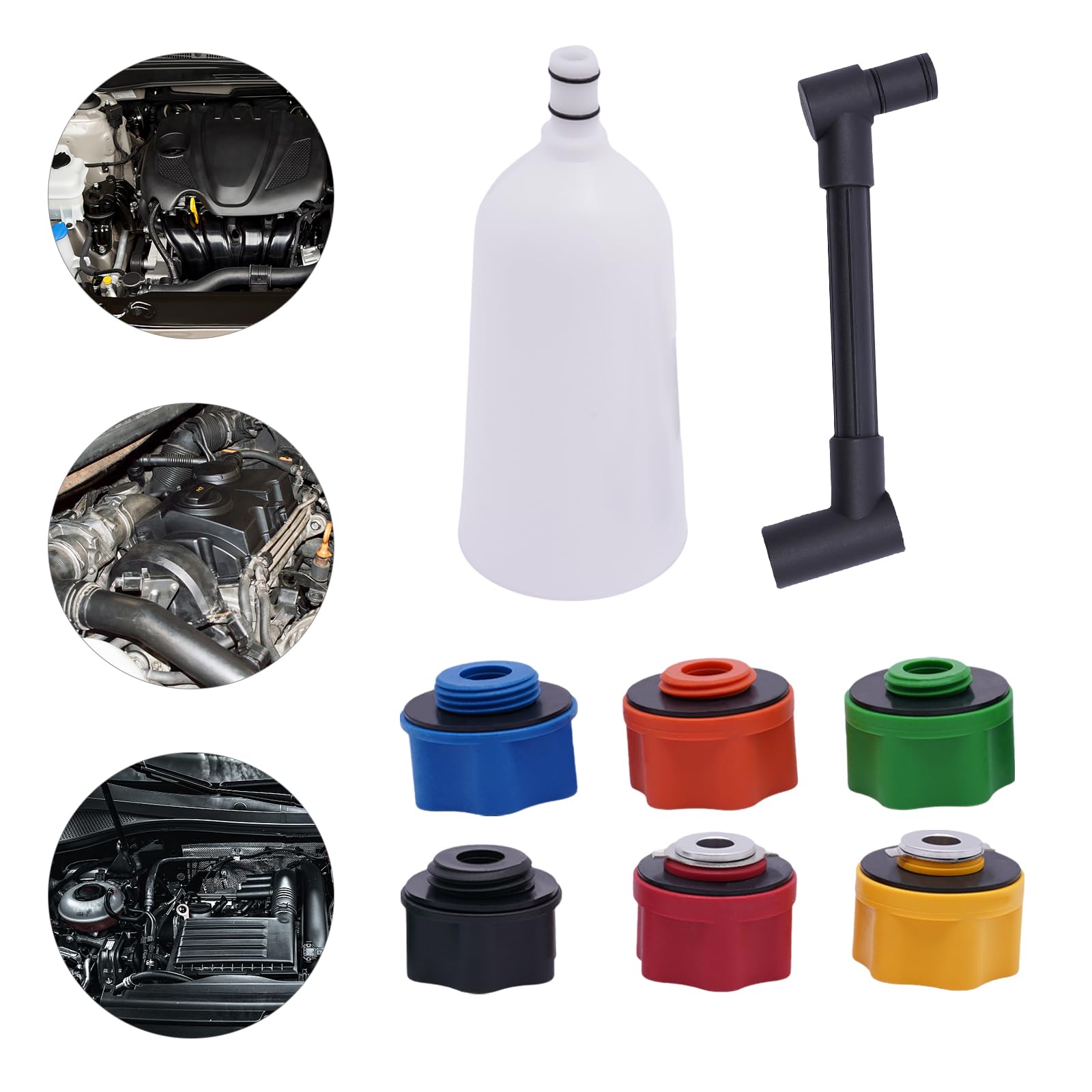 Juego de 10 embudos de aceite para motor, embudo para coche con manguera, embudo de inserción, juego de adaptadores universales para cambio de aceite, herramienta de inserción para coche, con tubo de