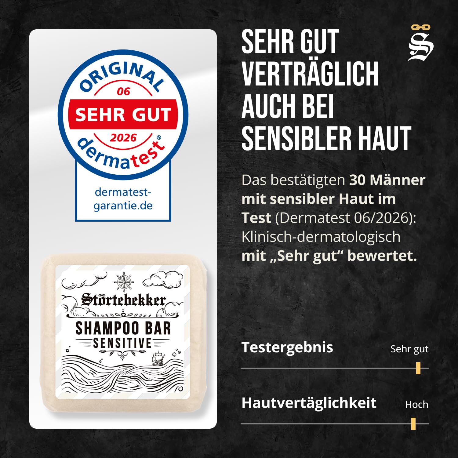 NEU: Störtebekker® Premium Festes Shampoo Sensitive - pH-neutral & mild | 6x100g - festes Shampoo für trockene Kopfhaut - pH neutrales Shampoo - milde Reinigung ohne Austrocknen - bei juckender Haut