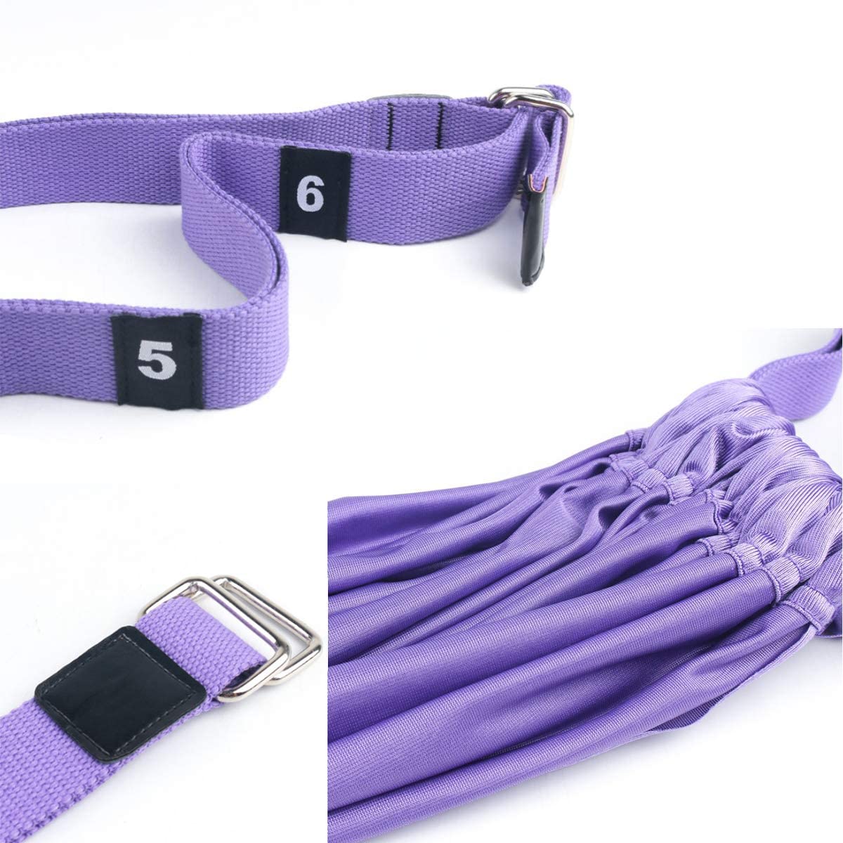 Yogagurt Beinstretcher Stretching Band Dehnungsband - Yoga Gurte aus Polyester Baumwolle, Inversion Stretch, Übungsband für Yoga Ballett Pilates Gymnastik Flexibilität Training, Lila 1Stück