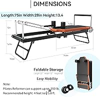 Vista 5 de Pilates Reformer,Foldable Pilates Machine for Home Use and Gym Workout,Suitable for Advanced and Beginners Users ,Pilates Equipment with 4 Springs&5