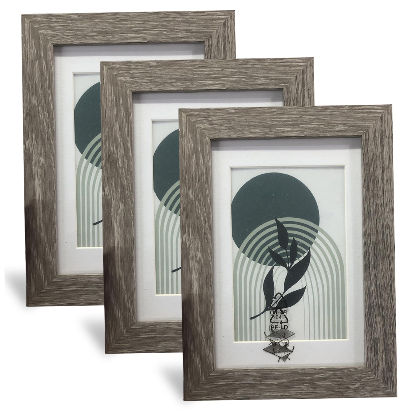 Cadre photo bois gris 8x10 cm lot de 3 moderne rustique avec verre pour table et mur