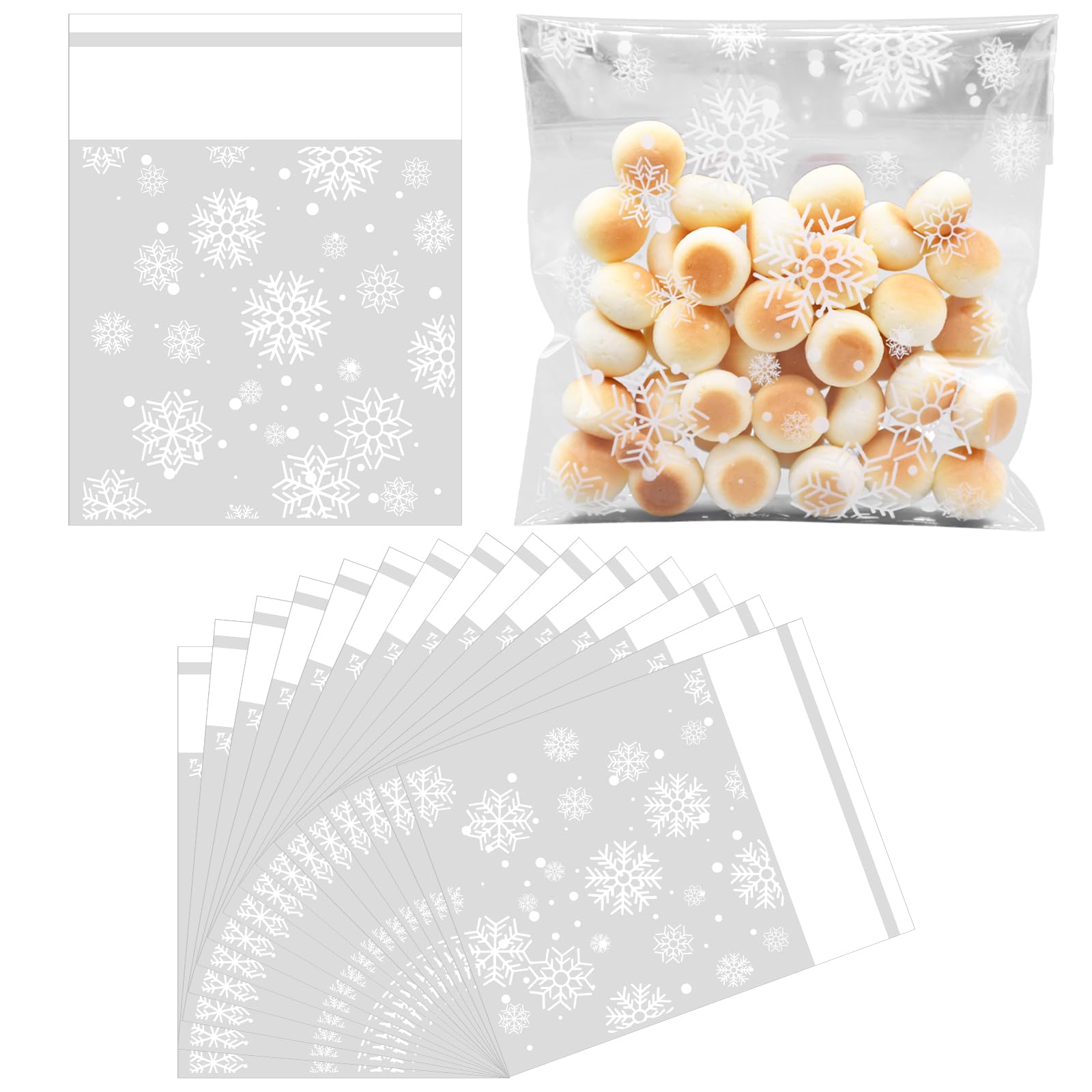 Amazon.com: 200 Pcs Snowflake Cellophane Cookie Bags - 4x4 Inch Clear ...