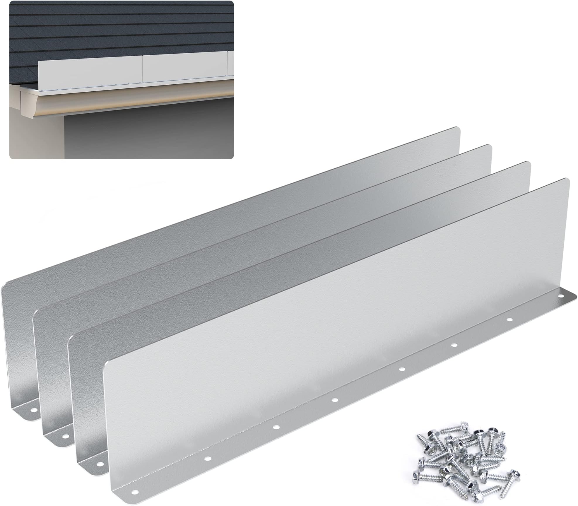 4 Pcs Gutter Valley Splash Guard,Straight Rain Diverter Roofing Gutter Guards,Rain Drip Gutter Guard for House Shingle Roofs Corner (4)