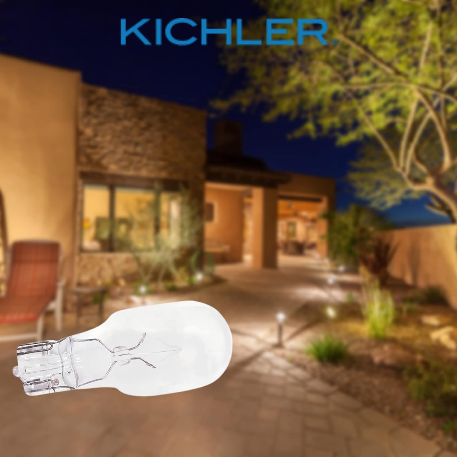 Kichler Landscape Lighting Accessories and Bulbs, Halogen Lightbulb #12209; 12 Volt 7 watt Halogen Bulb 4 Pack; T5 Wedge, 80 lm, 7W for use at Walkway, Garden, Landscape Areas (4 Bulbs)