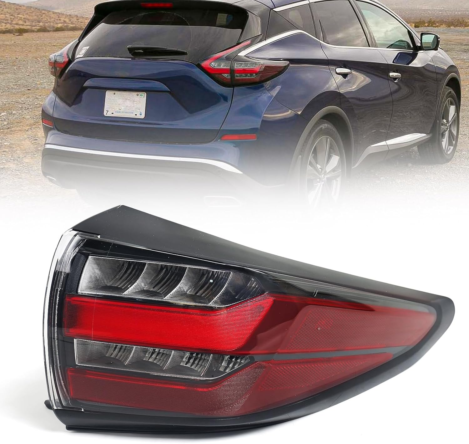 Huray Right LED Outer Tail Light Fit for Nissan Murano 2019-2024 RH Taillight Back lamp Rear Brake Lamp Assembly Replacement Accessory Replacement for NI2805127 (Passenger Side)