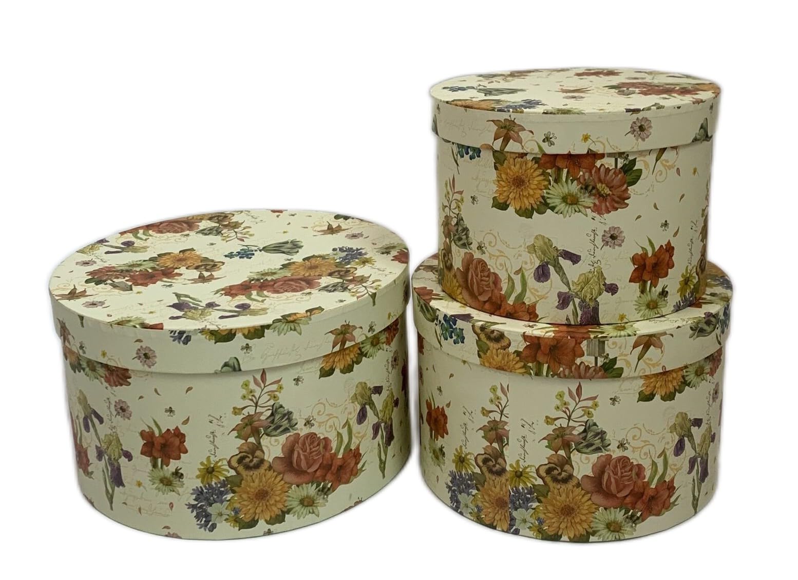 Floralcraft Cream Round Lined Tea Garden Hat Boxes (Cream) - Sturdy Cardboard Florist Hat Boxes/Gift Boxes For Presents, Wedding, Valentines, Christmas