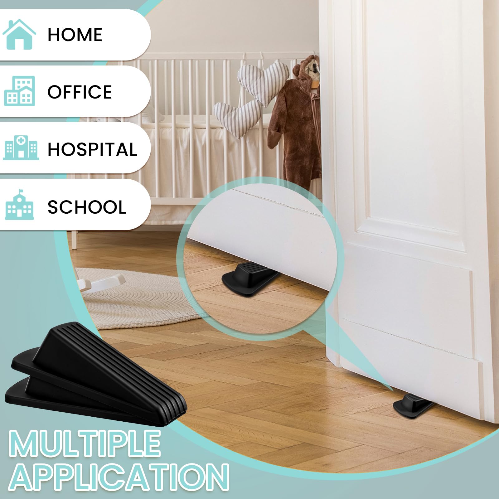 Frienda 60 Stück Türstopper Bulk Gummi Türstopper Keil Türstopper für Unterseite der Tür Stabiler Türstopper für robuste Tür Boden Teppich Fliesen Beton Holzboden (schwarz)
