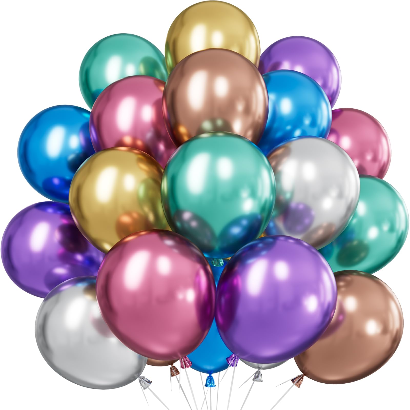 Adeyoo Assorted Metallic Balloons - 12 Inch Colourful Balloons for Party — image 1