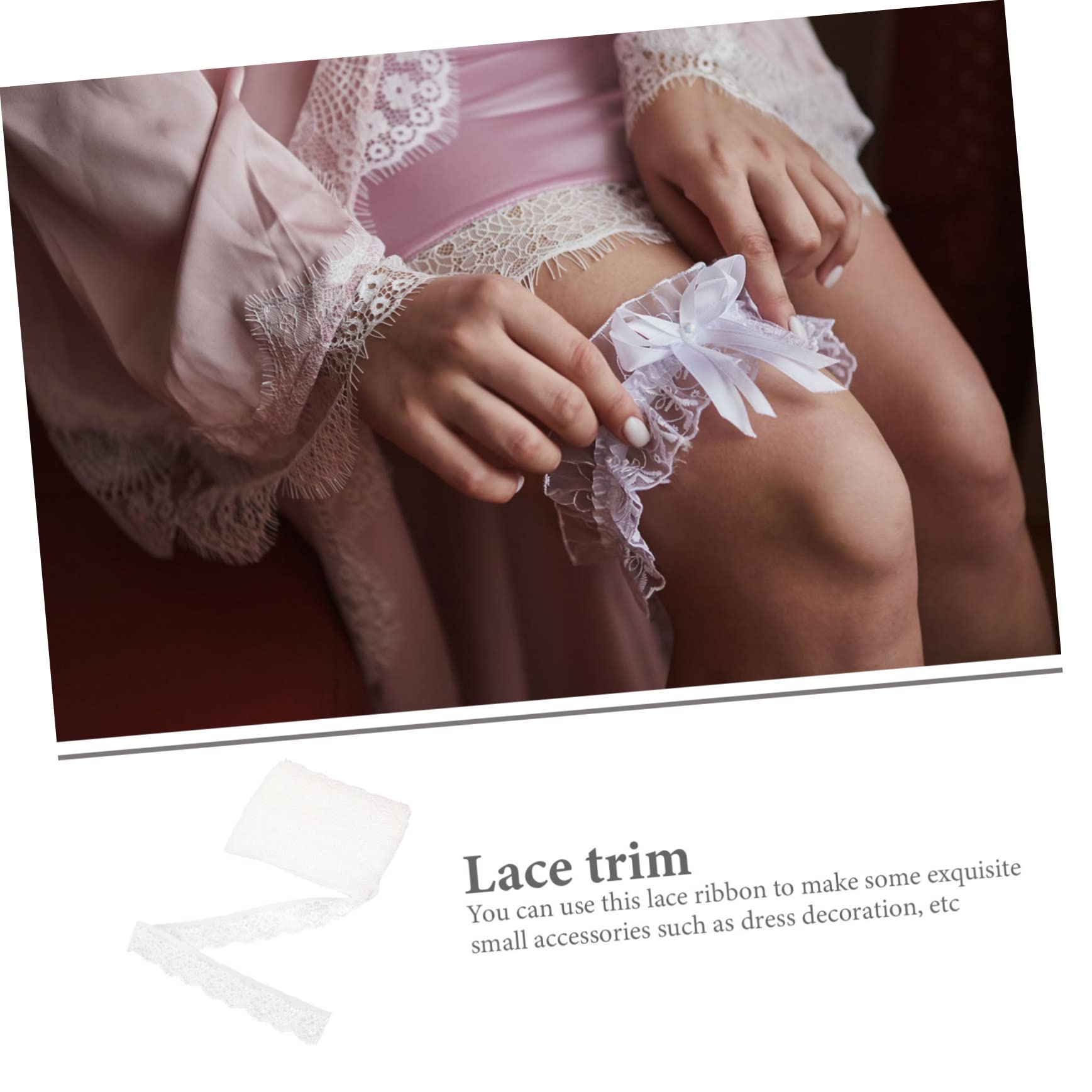 SHINEOFI 5 Stück Stretch-Spitze weißes Spitzenband Hochzeit Basteln Weiße Spitze schwarzes Spitzenband bastel materialien textilien dekoringe Spitzenbänder Spitzenstoffbänder Nylongarn