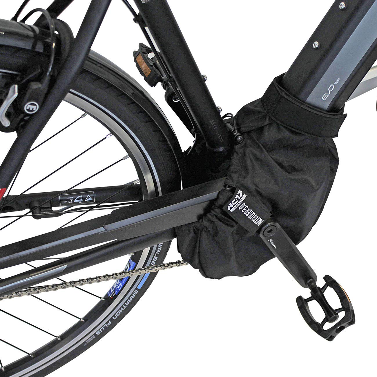 NC-17 Osłona silnika EBike 3.0│Nylon│do wszystkich powszechnie stosowanych modeli silnika środkowego z akumulatorem w dolnej rurze │E Bike ochrona przed deszczem │Transport Protective │Shimano,