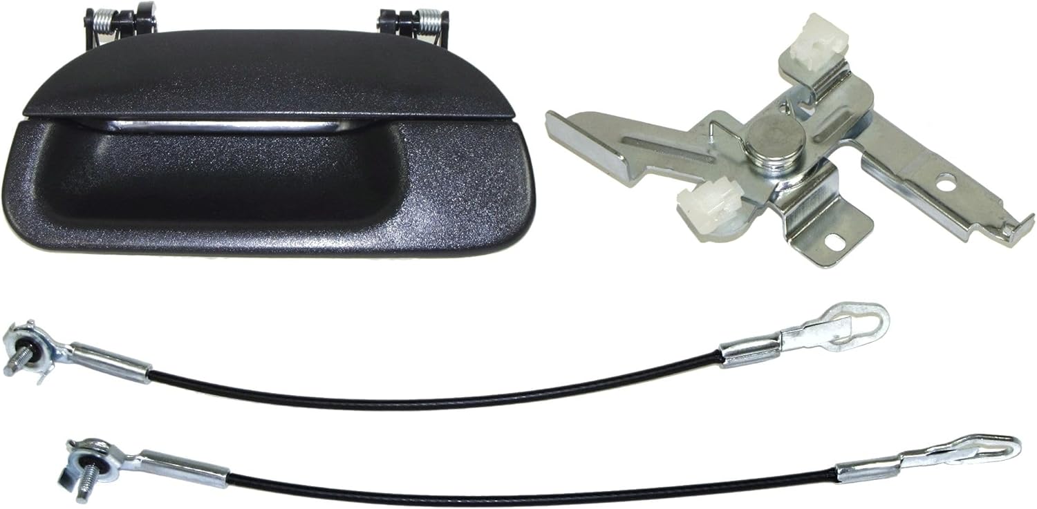 4pcs Tailgate Blk Handle Center Centrol Cable Flareside for Ford for F150 Base 1997-2000 & Lariat 1997-2001 & XL/XLT 1997-2003 & 1999-2003 & 2001-2003 w/o Keyho