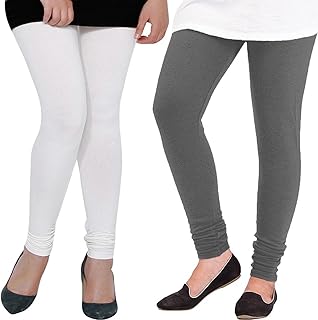 pixie Women's Slim Fit Woolen Lycra Leggings (PWL2WHITEDGREY_White And Dark Grey_Free Size)-picture-25
