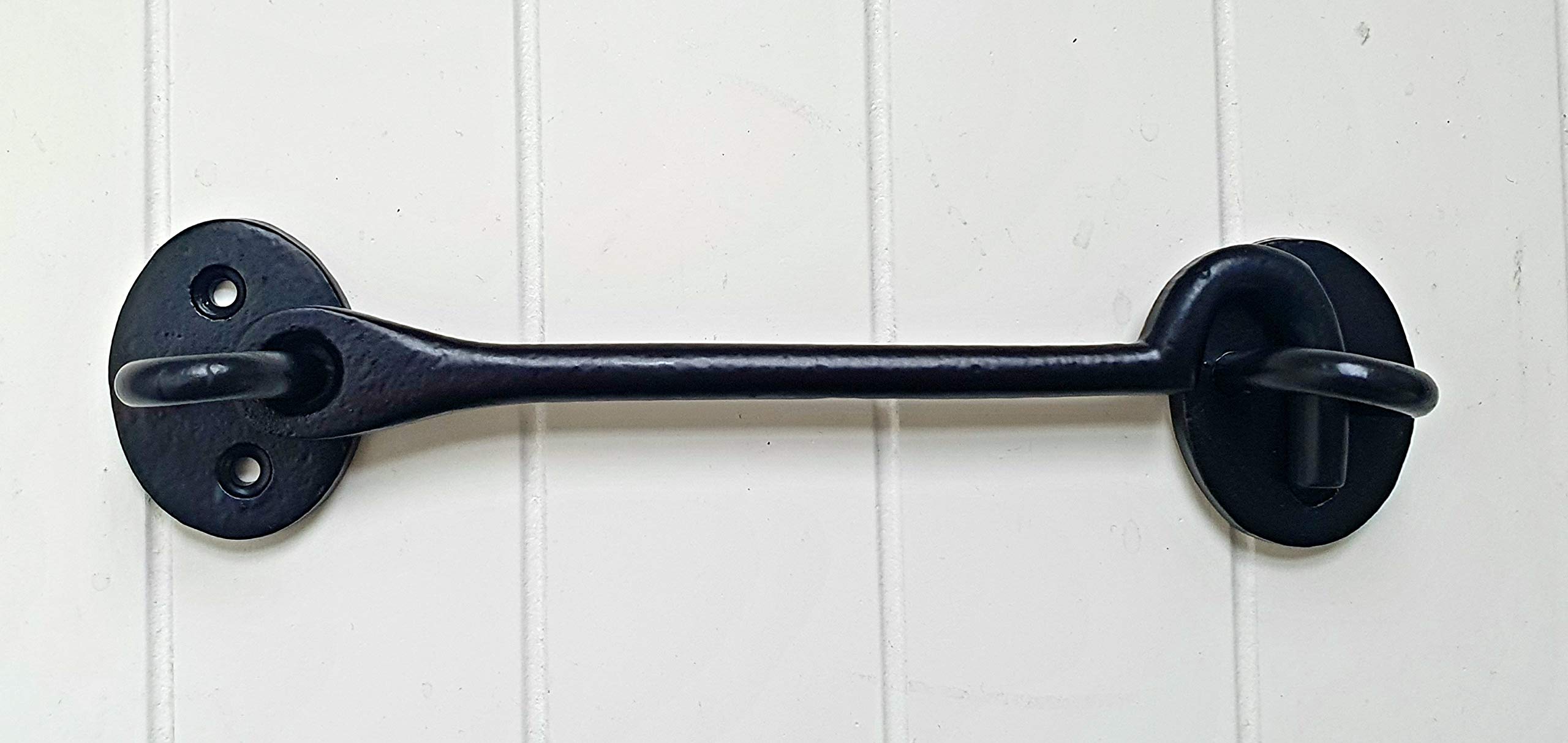 Manor Black Plain Cast Iron Cabin Hook 150Mm 6" Door Shed Gate Garage Farm Heavy Duty