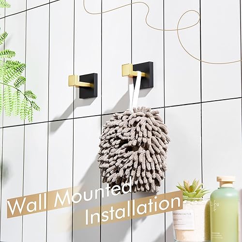 Vista 67 de KOKOSIRI Bathoom - Gancho para toallas, montaje en pared, cuadrado, para bata de baño, gancho para abrigos, cocina, garaje, resistente, acero Cromo