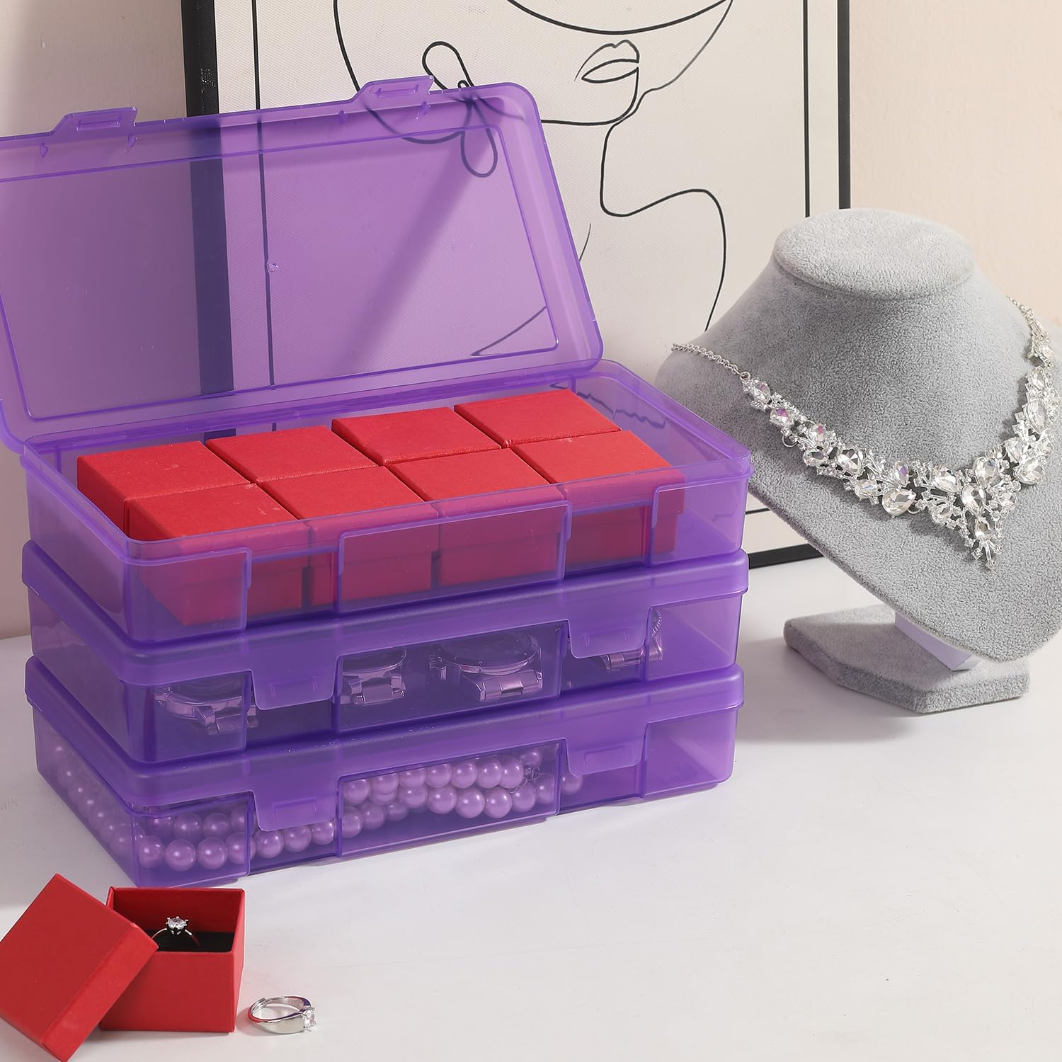 novelinks 9 Pack Plastic Storage Containers Color Arts & Crafts Storage Boxes & Organizers Stackable Containers With Lids For Organizin (Set 6)