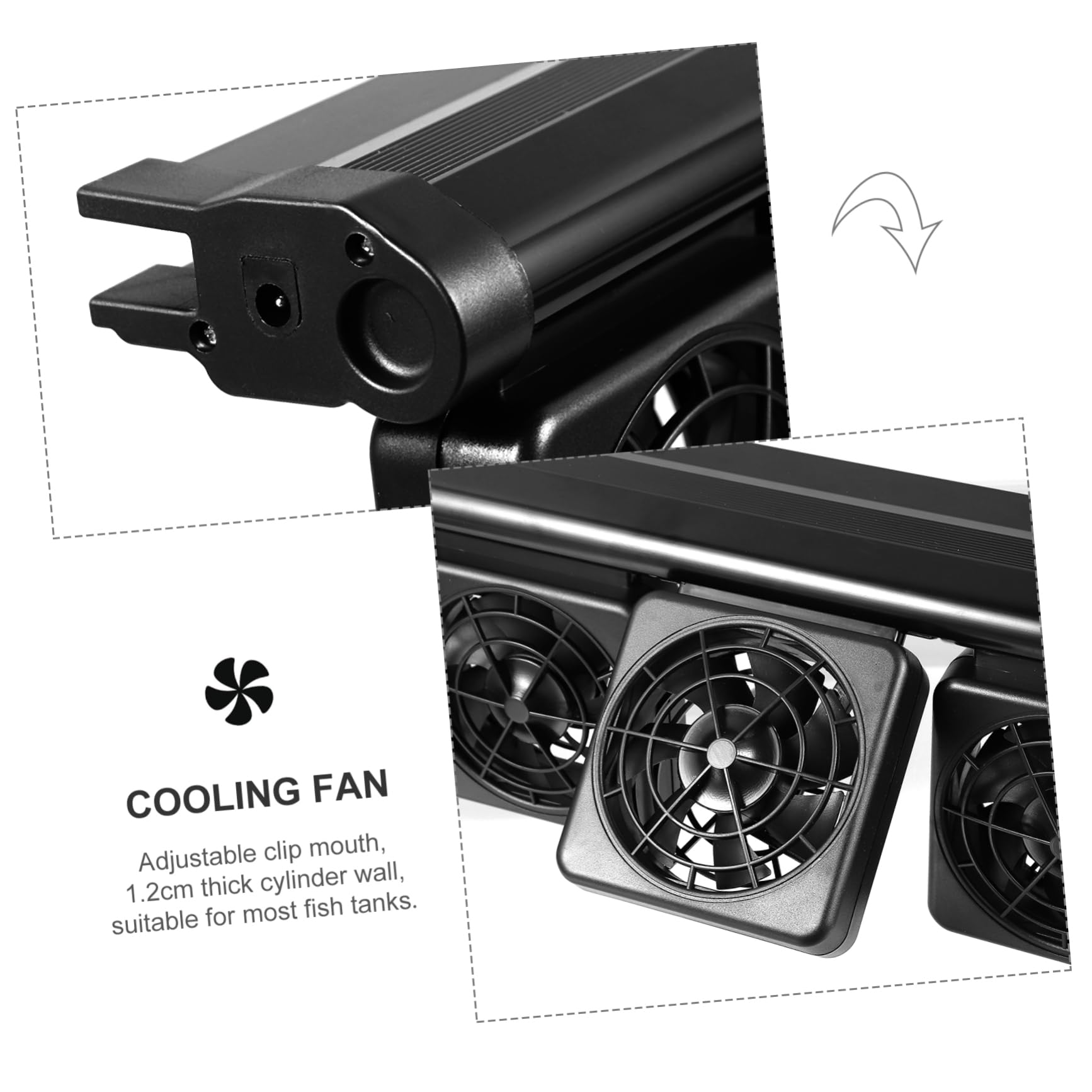 ibasenice Wasserkühlventilator zur Effektiven Aquarien Kühlung aus Kunststoff und Aluminiumlegierung mit Verstellbarem Klemmverschluss und 2-stufiger Windgeschwindigkeit für Aquarium