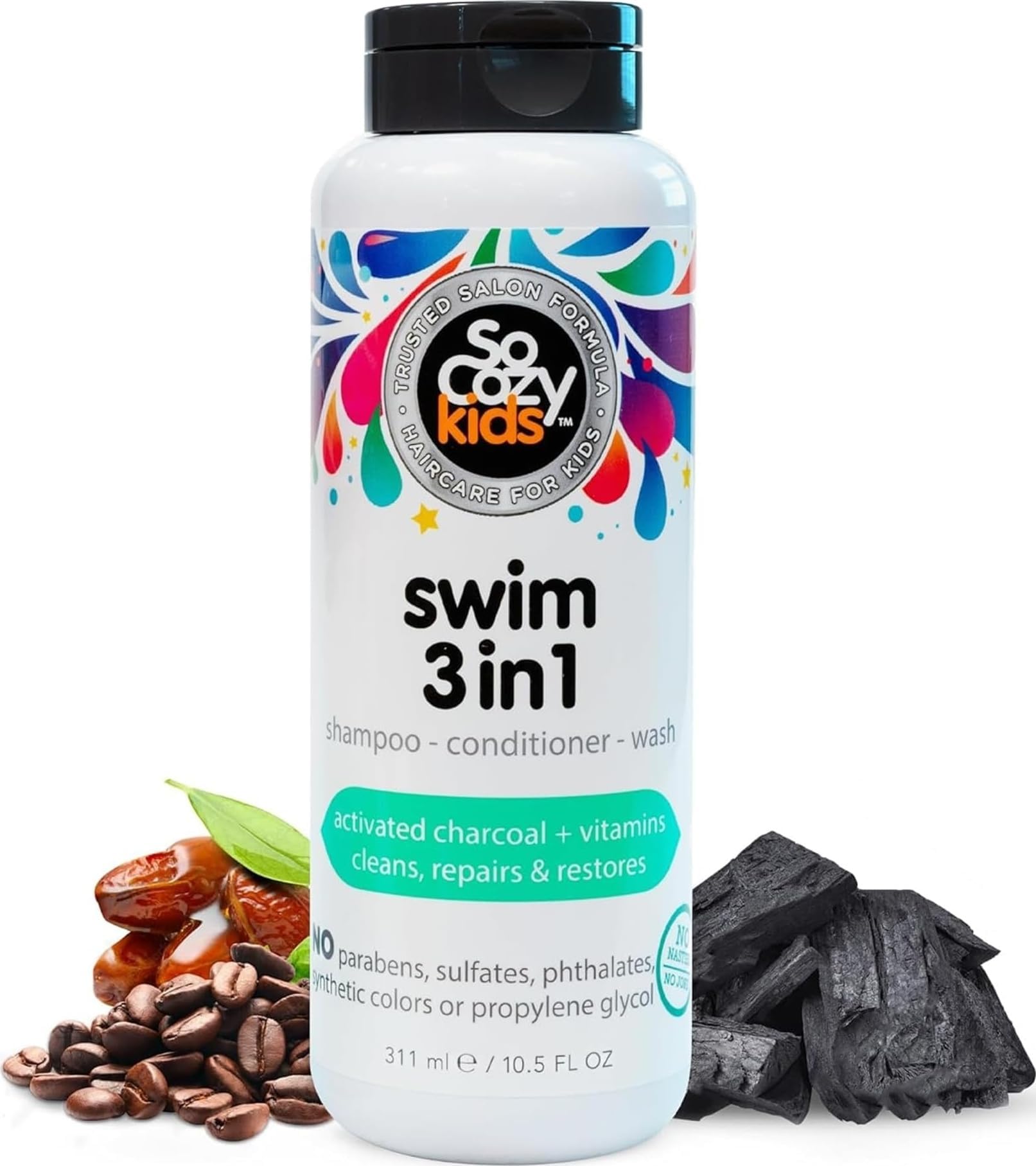 SoCozy Splash Swim 3 in 1 Shampoo + Conditioner + Wash, 10.5 Ounce ( Pack May Vary )