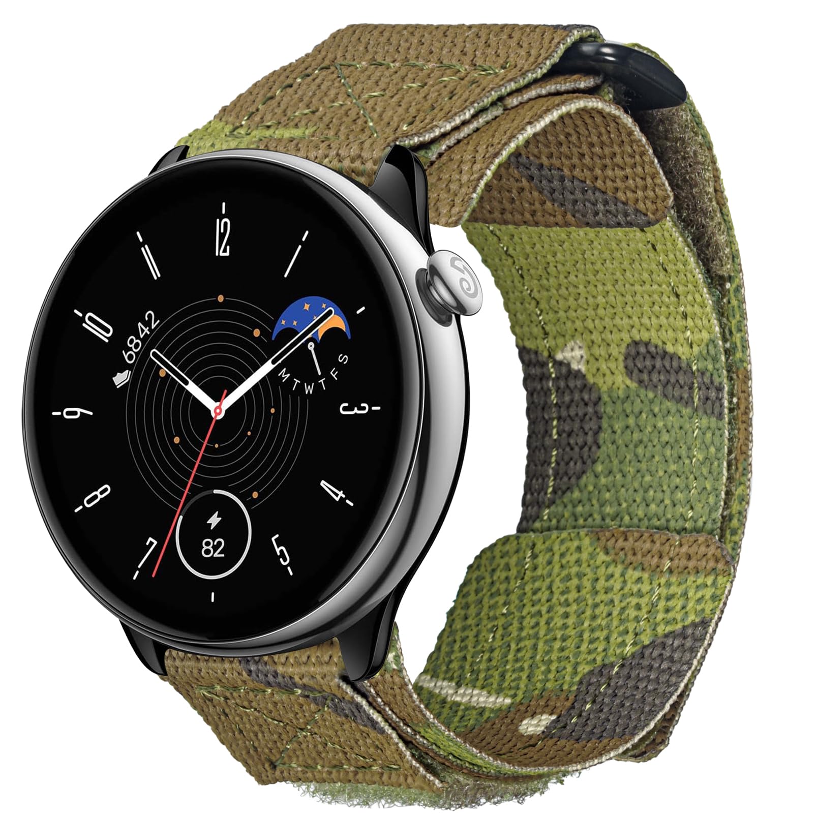 hemsut hHemsut Watch Bands Compatible with Amazfit, Camouflage Rugged Nylon Sports Strap With Woven Loop Design for Amazfit GTS 4/4 Mini/3/2 /2e/2 mini, Bip 3 Pro / 3/U Pro/Bip/Lite/S/S lite