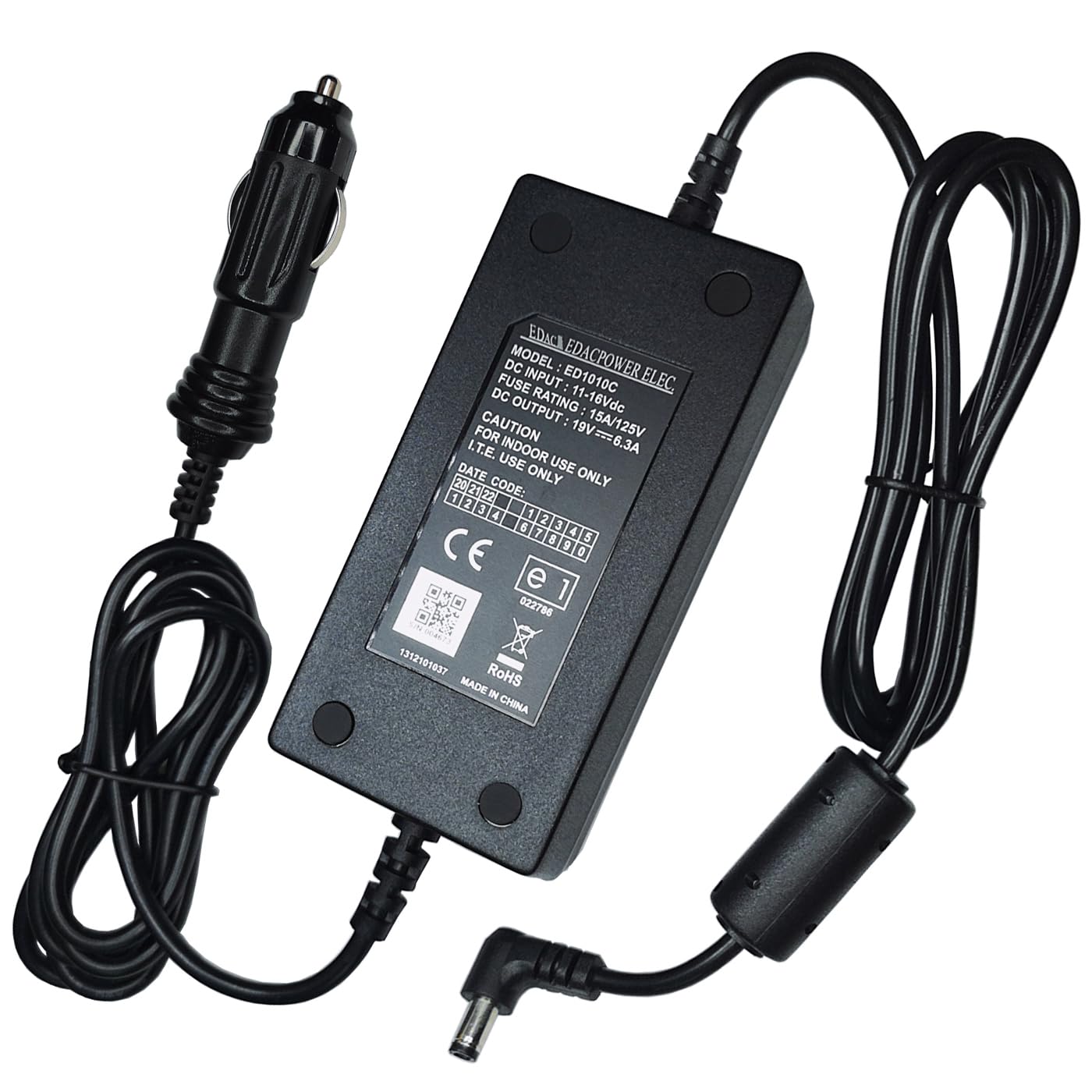 OEM Genuine EDAC ED1010C Car 19V 6.3A DC Adapter for Lifestyle Rhythm Healthcare P2 P2-E6 P2-E7 P2E6 14.4V Li-ion Battery BA-P200 BA-P201 Portable Oxygen Concentrator P2DCA-2 Power Supply Cord Charger