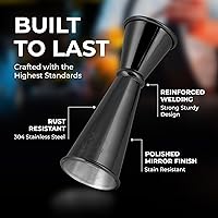 Vista 2 de Zulay - Jigger de cóctel de estilo japonés de alta calidad, 2 onzas, 1 onza, doble gatillo de bartending - Acero inoxidable 304 con medidas grabadas