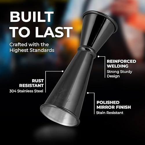 Miniatura 2 de Zulay - Jigger de cóctel de estilo japonés de alta calidad, 2 onzas, 1 onza, doble gatillo de bartending - Acero inoxidable 304 con medidas grabadas