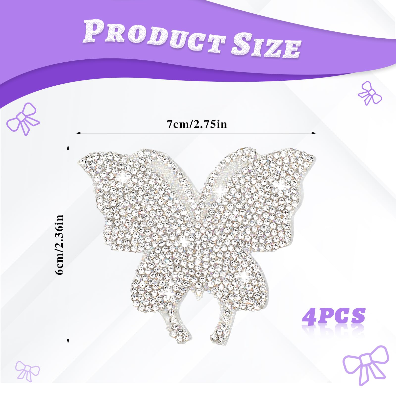 4Pcs Bling Butterfly Car Decals Rhinestone Butterfly Car Stickers Bedazzled Crystal Butterfly Stickers Butterfly Decals for Cars Women — view 2