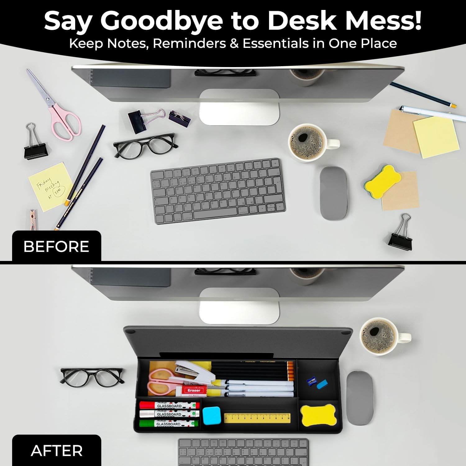 Cleaning a Chalkola Black GlassDesk glass whiteboard with a microfiber cloth