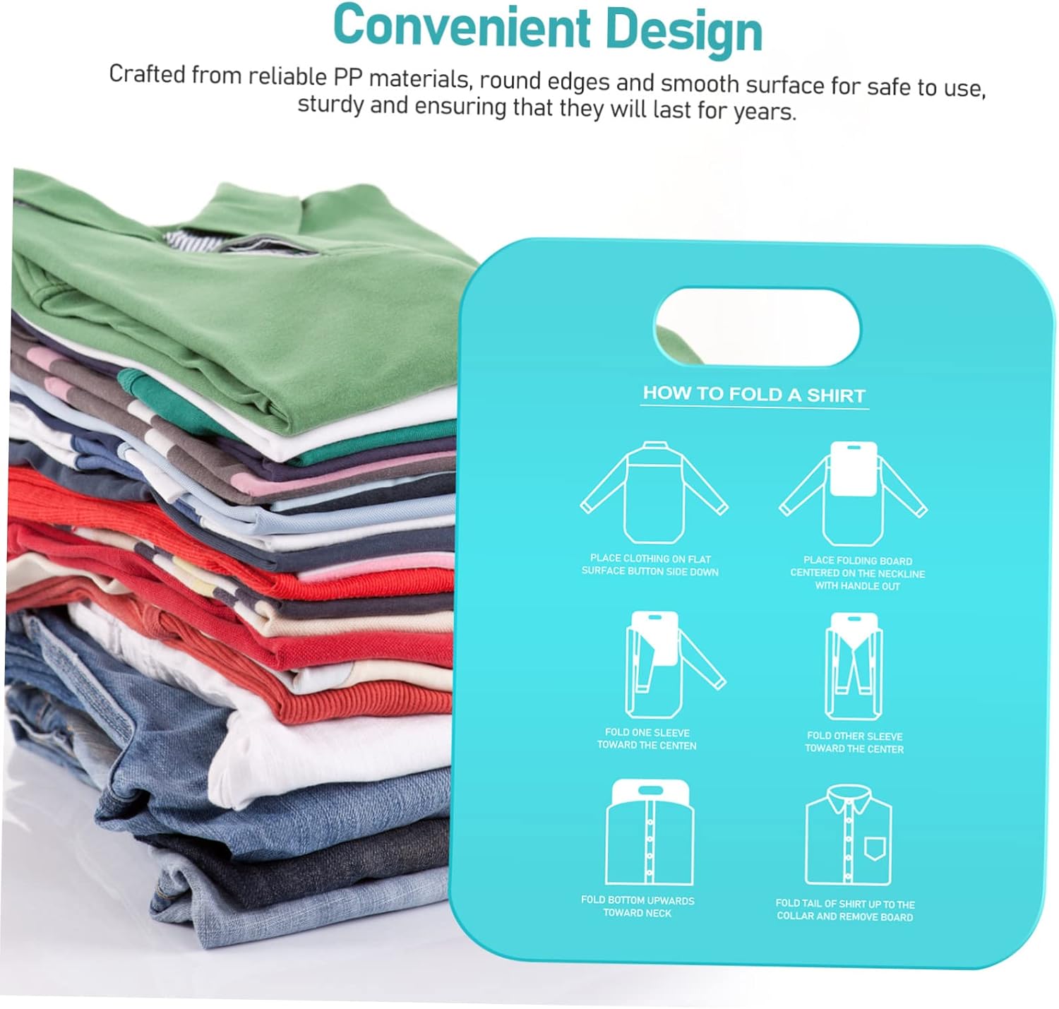 UKCOCO 2pcs Shirt Folding Boards for Adults Portable Clothes Folder Tool with Wrinkle Reducing Design Easy to Use Laundry Organizer for Shirts Hoodies White