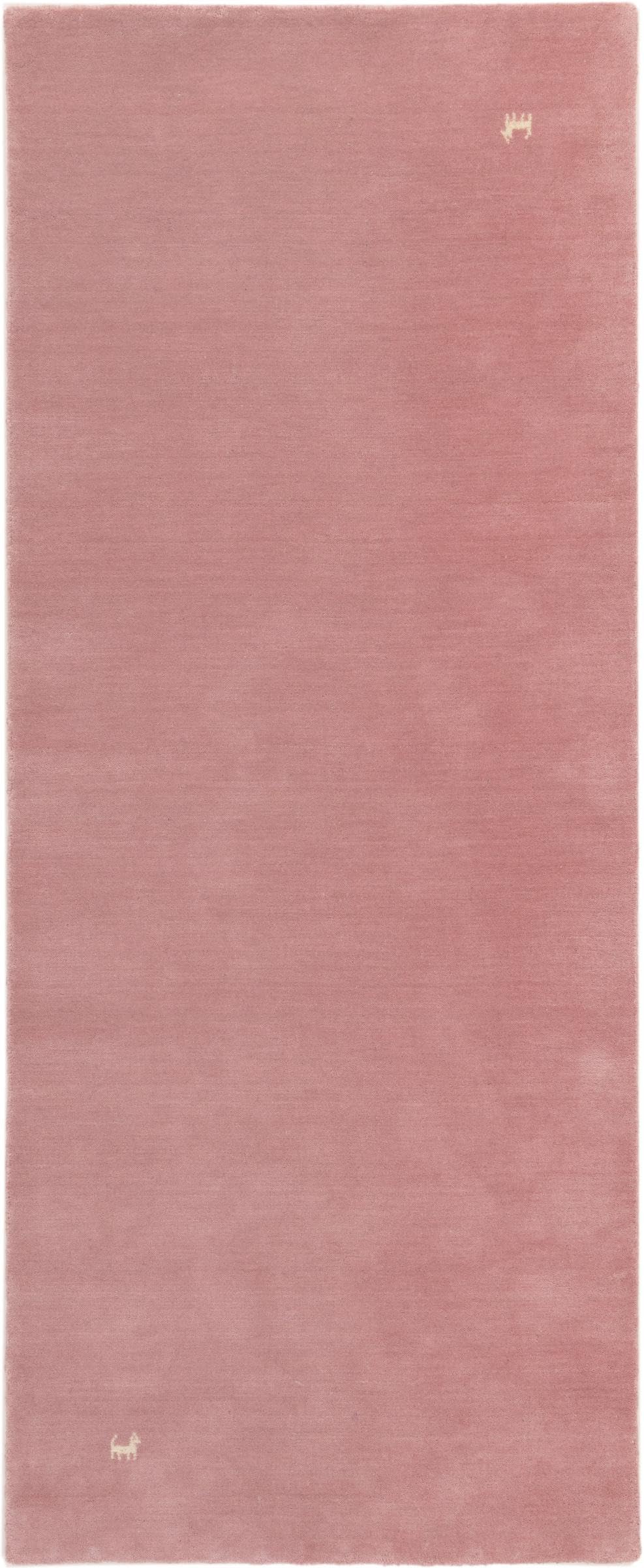 Tapis d'Orient Gabbeh Moderne en laine vieux rose pour isoler un sol froid 69x139