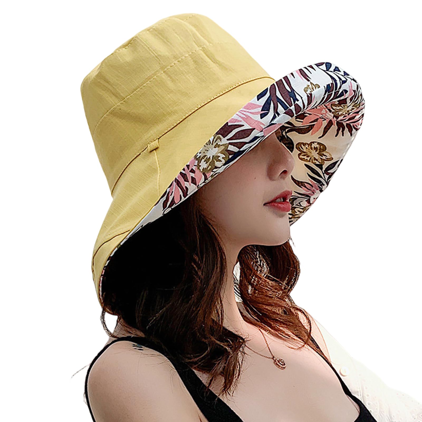 Sombreros for el Sol, Sombrero de Paja, Playa, Pescador con ala Ancha y protección UV for Mujer, Plegables, Reversibles Doble Cara