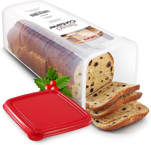 Tafura Contenedor de pan  Caja de pan de plástico sin BPA  Contenedorsoporte para panes caseros y productos horneados con tapa hermética blanca
