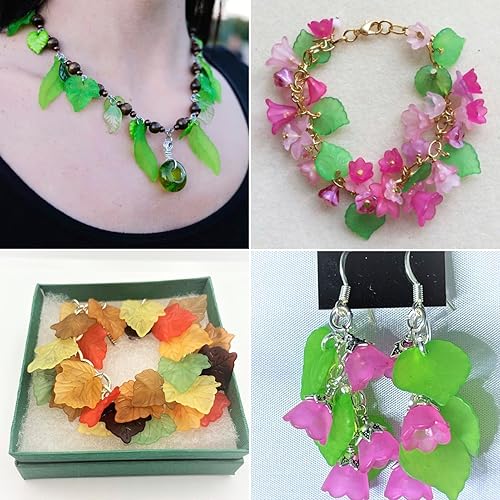 Miniatura 49 de Craftdady Dijes de cuentas de hojas de arce transparentes, colgantes colgantes de adorno para colgar, bonitos dijes para collares, pulseras, Hoja